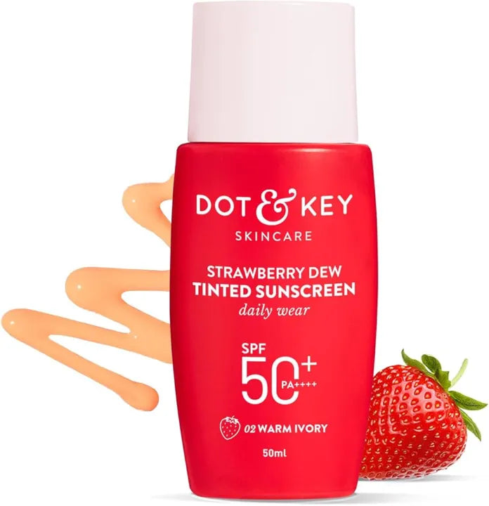 Dot & Key Strawberry Dew Tinted Sunscreen 50ml SPF50+ Pa++++ | Protection Against UA/UB | Broad Spectrum, Water & Sweat resistant | For All Skin Types | India