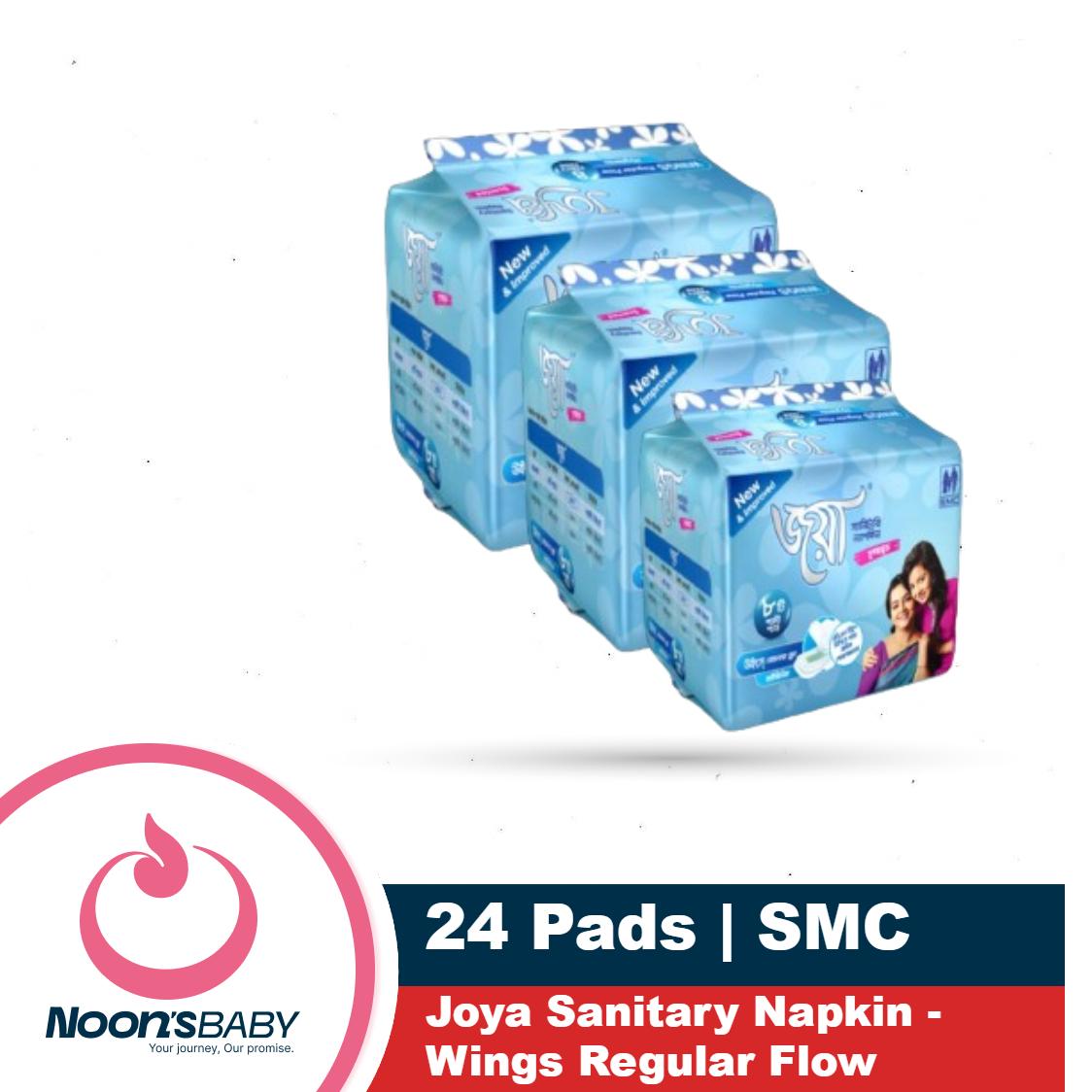 Joya Sanitary Napkin - Wings Regular Flow - 8 Pads Pack - Panty/Wings System - Combo of 3 Packs - 24 Pads