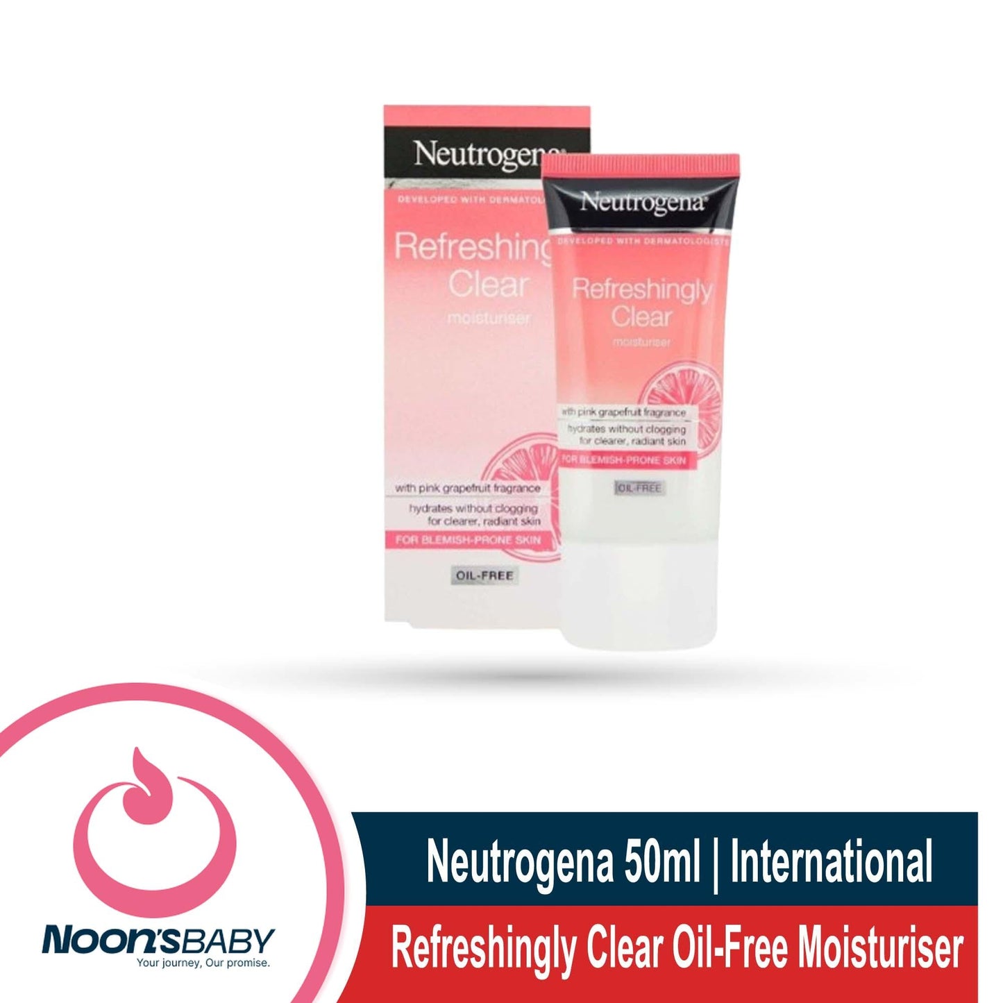 Neutrogena Moisture Cream - Refreshingly Clear Oil-Free Moisturiser with Grapefruit Scent - 50ml