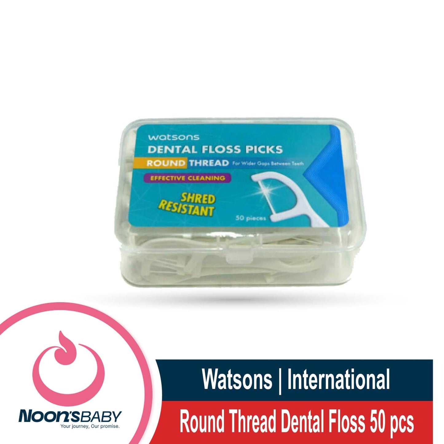 Watsons Round Thread Dental Floss Picks - 50 Pieces Box