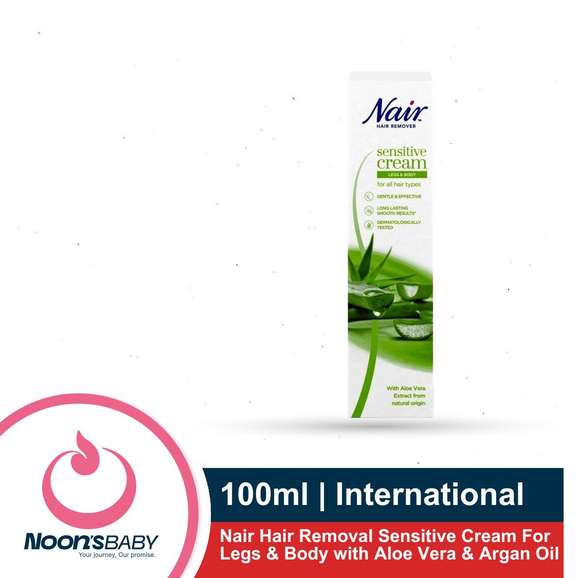 Nair Hair Removal Sensitive Cream 100ml For Legs & Body with Aloe Vera & Argan Oil