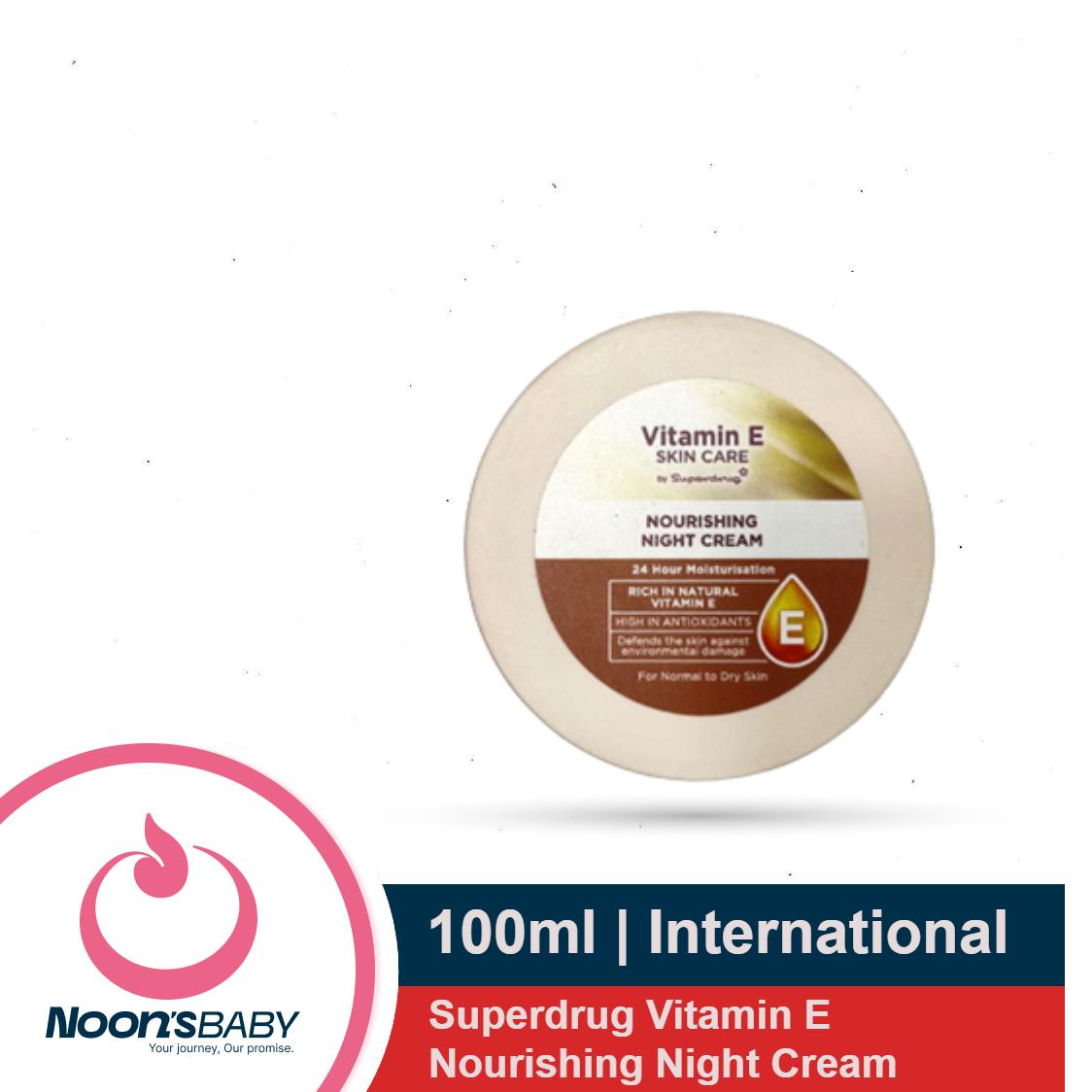 Superdrug Skincare Vitamin E Nourishing Night Cream 100ml For Normal to Dry Skin (Made in UK)