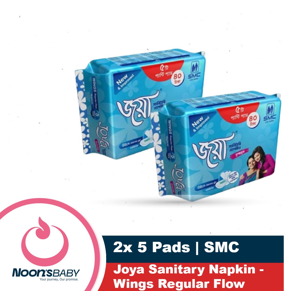Joya Sanitary Napkin - Wings Regular Flow - 5 Pads Pack - Panty/Wings System - 2 Pack Combo