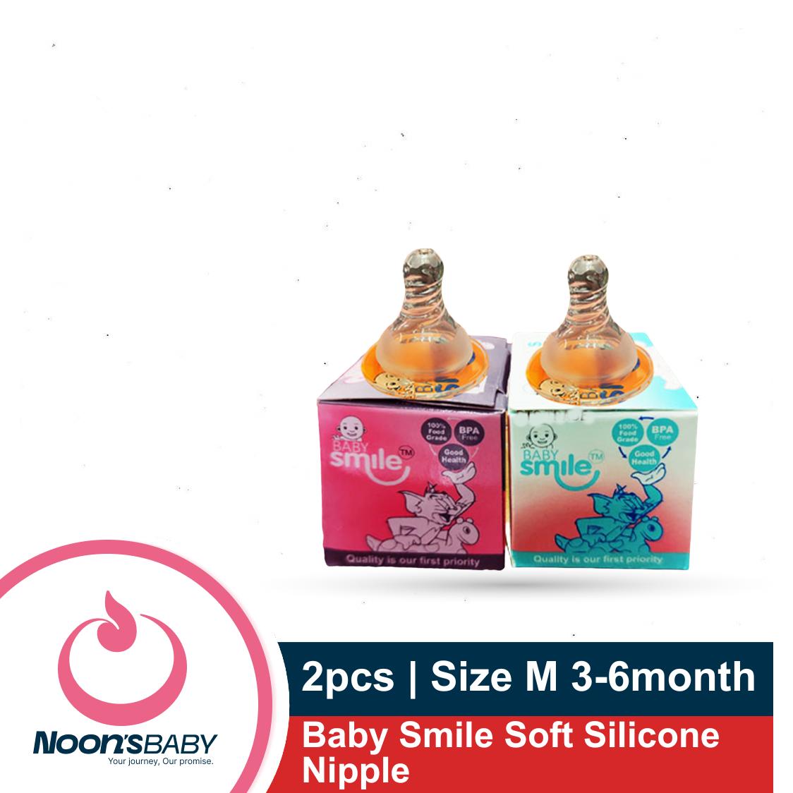 Baby Smile Standard Neck Soft Silicone Nipple M 3-6months 2pcs Combo