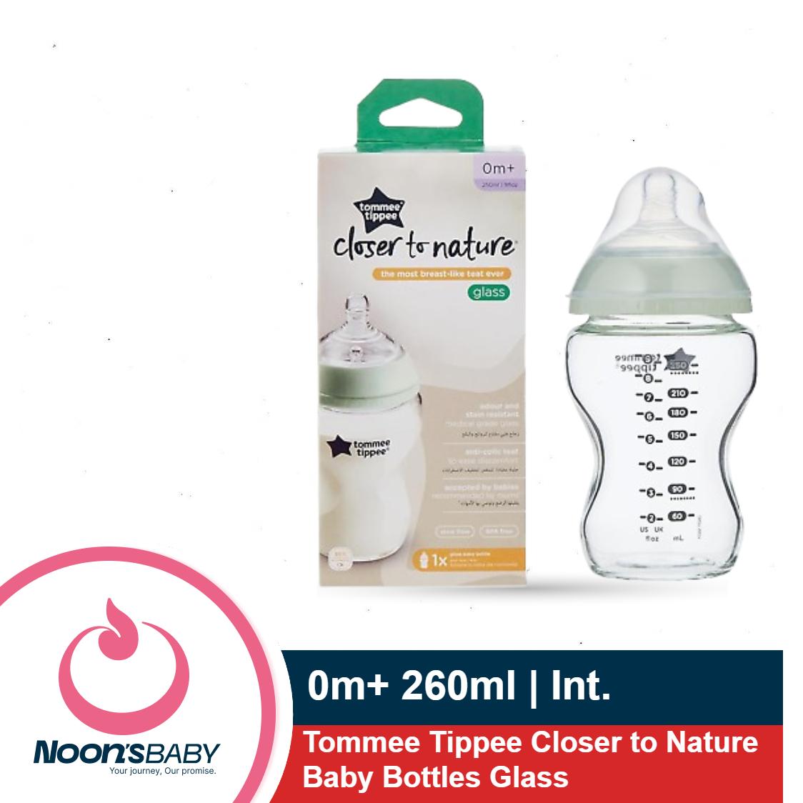 Baby Feeder 0m+ 250ml Clear Glass Bottle Tommee Tippee Closer to Nature Baby Bottle