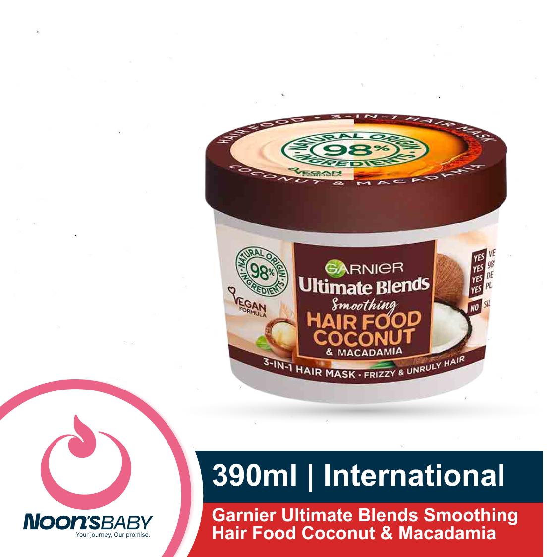 Garnier Ultimate Blends Smoothing Hair Food Coconut & Macadamia 3 In 1 Frizzy And Unruly Hair Mask 390ml (International)