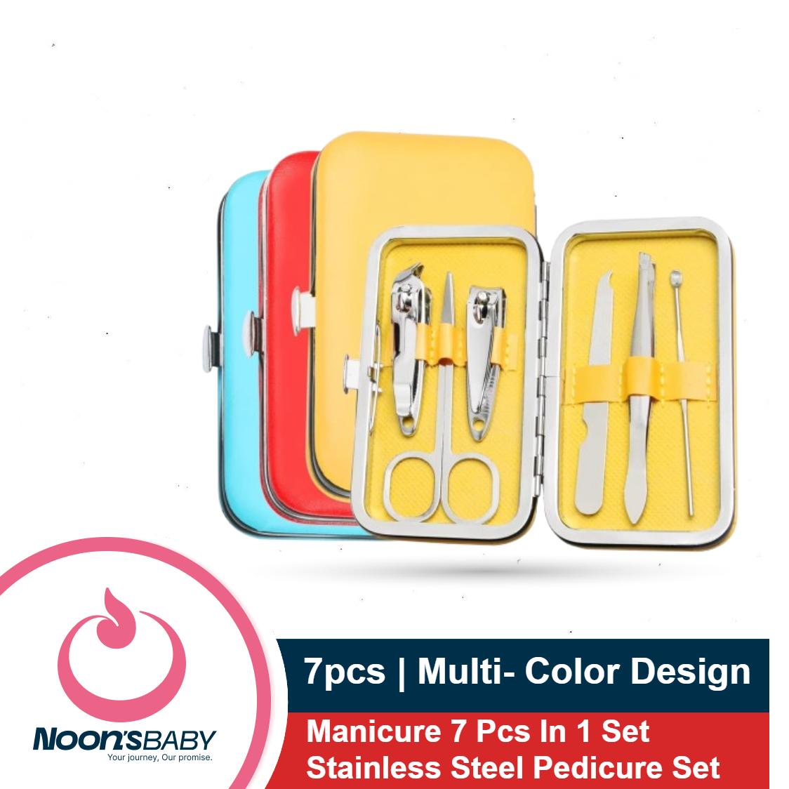 Manicure 7 Pcs In 1 Set Stainless Steel Pedicure Set | Leather Case May Vary Design & Color
