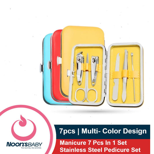 Manicure 7 Pcs In 1 Set Stainless Steel Pedicure Set | Leather Case May Vary Design & Color