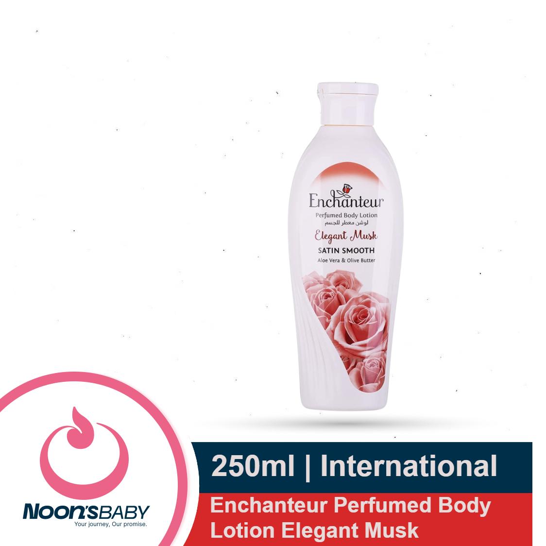 Enchanteur Perfumed Body Lotion 250ml Elegant Musk Satin Smooth Body with Aloe Vera & Olive Butter
