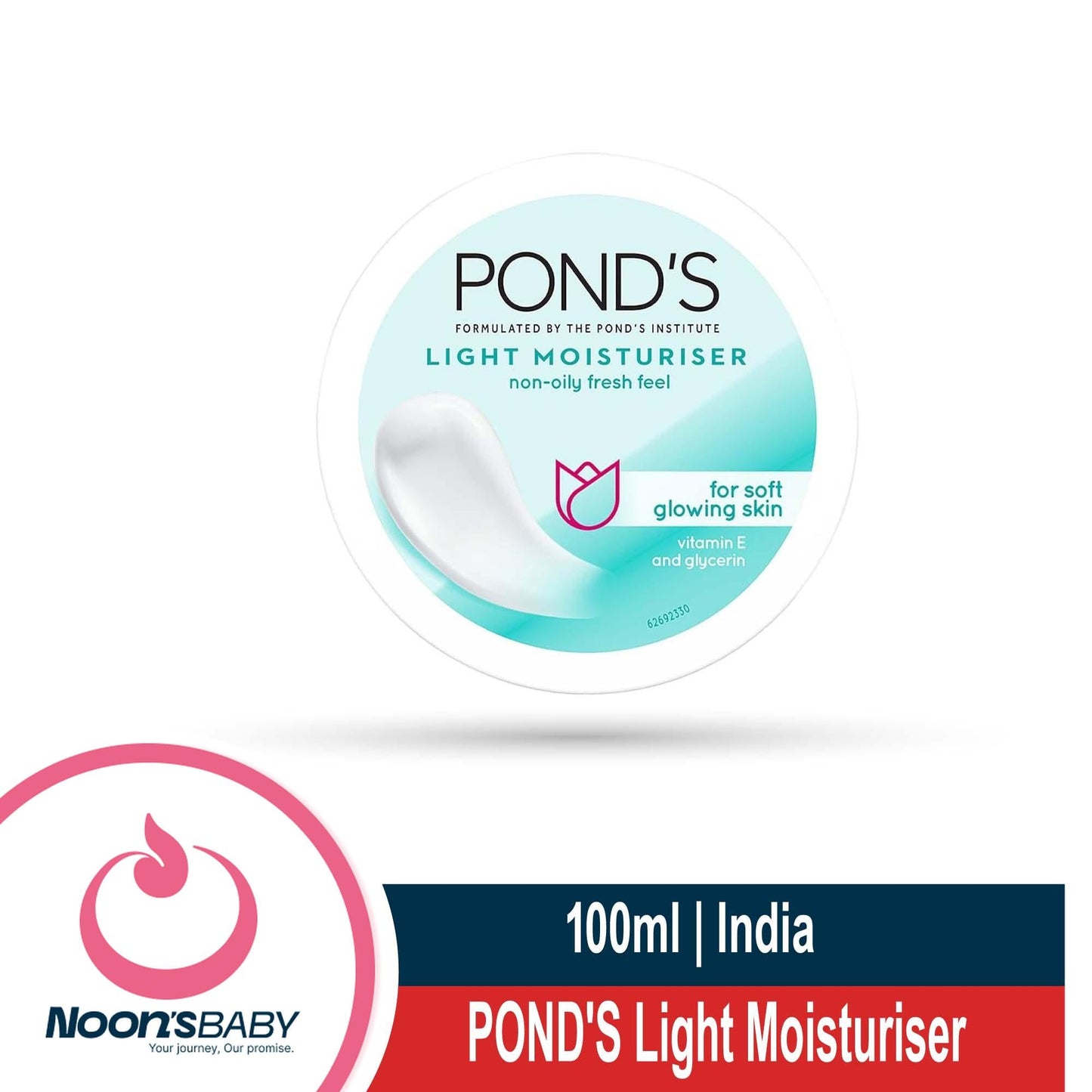 POND'S Light Moisturiser 100ml Non-Oily Fresh Feel For Soft Glowing Skin With Vitamin E & Glycerin