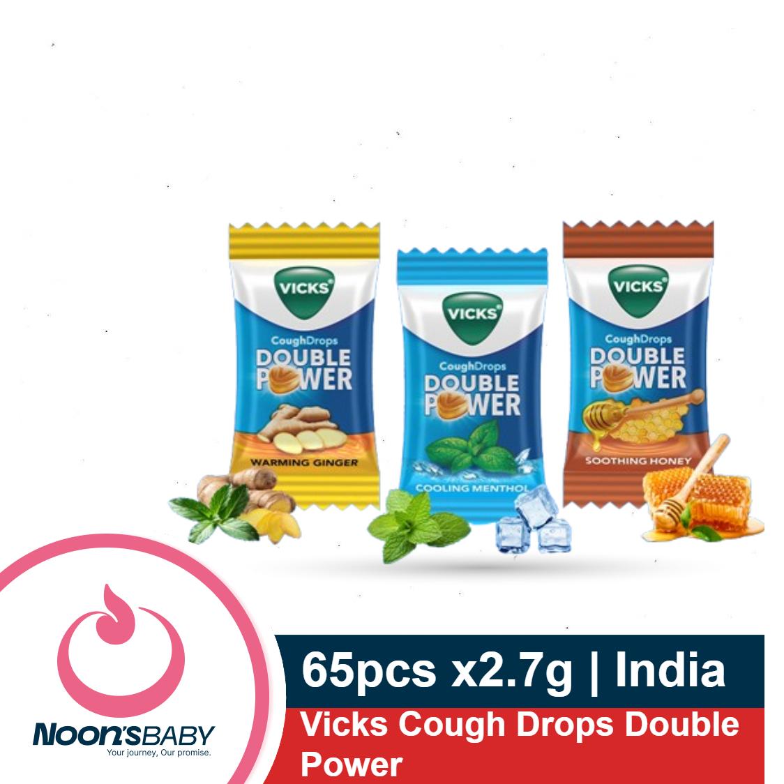 Vicks Cough Drops 2.7g x 65 Mix Packs / 1.8gm 125 Mix Packs - Ginger, Menthol, Tulsi & Honey Flavor | India