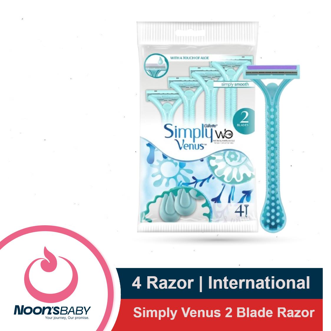Hair Removal Razor for Women - Simply Venus 4 Razor in 1 Pack (Razor contains 2 Blades)