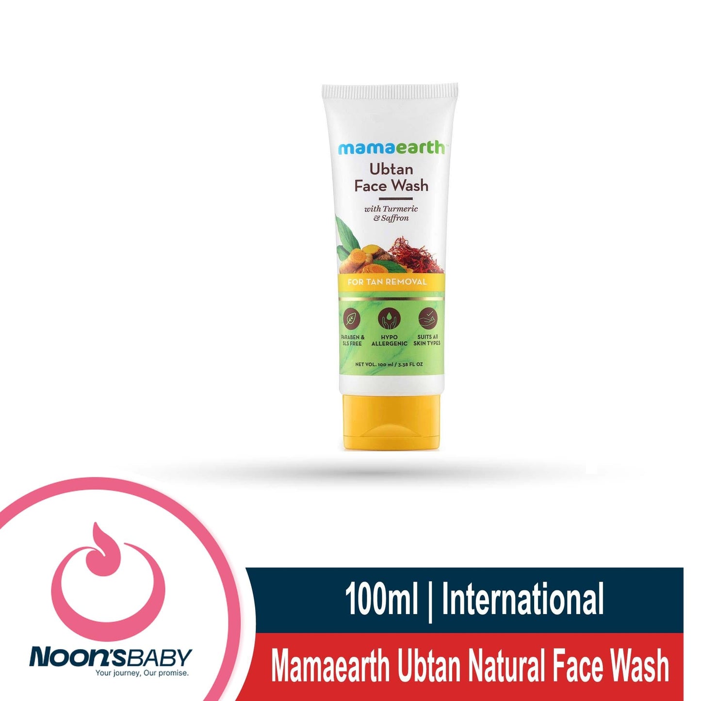 Mamaearth Ubtan Natural Face Wash 100ml for Dry Skin with Turmeric & Saffron for Tan Removal and Skin Brightening