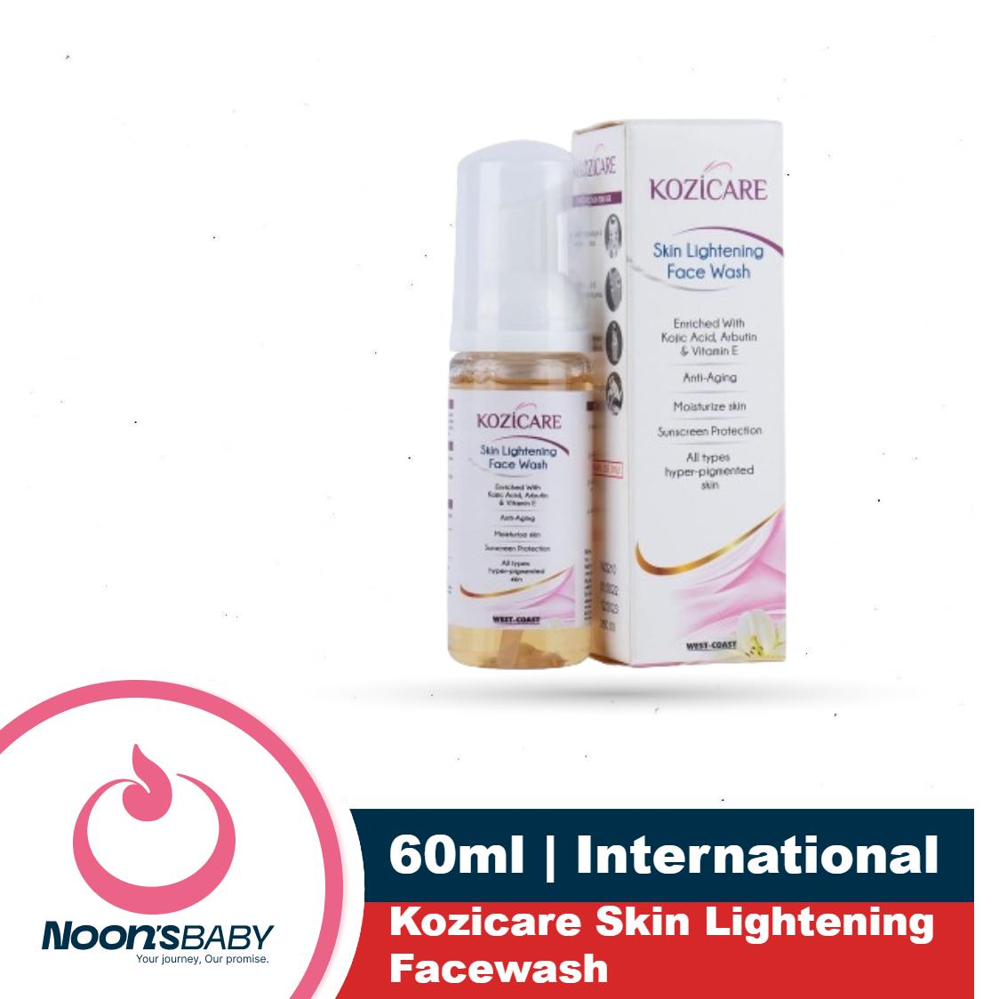 Kozicare Skin Lightening Facewash 60ml Enriched with 1% Kojic acid, 1% Arbutin, 1% Vitamin E, 1% Glutathione | Helps in Anti-Aging, Moisturize Skin, Sunscreen Protection | For All Skin Types - 60ml