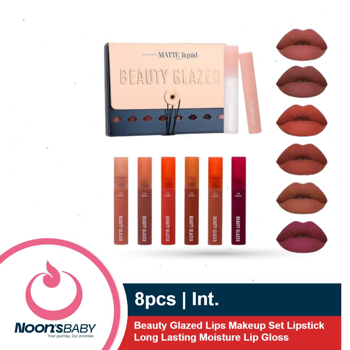 Beauty Glazed 8pcs Lips Makeup Set Lipstick Long Lasting Moisture Lip Gloss Waterproof