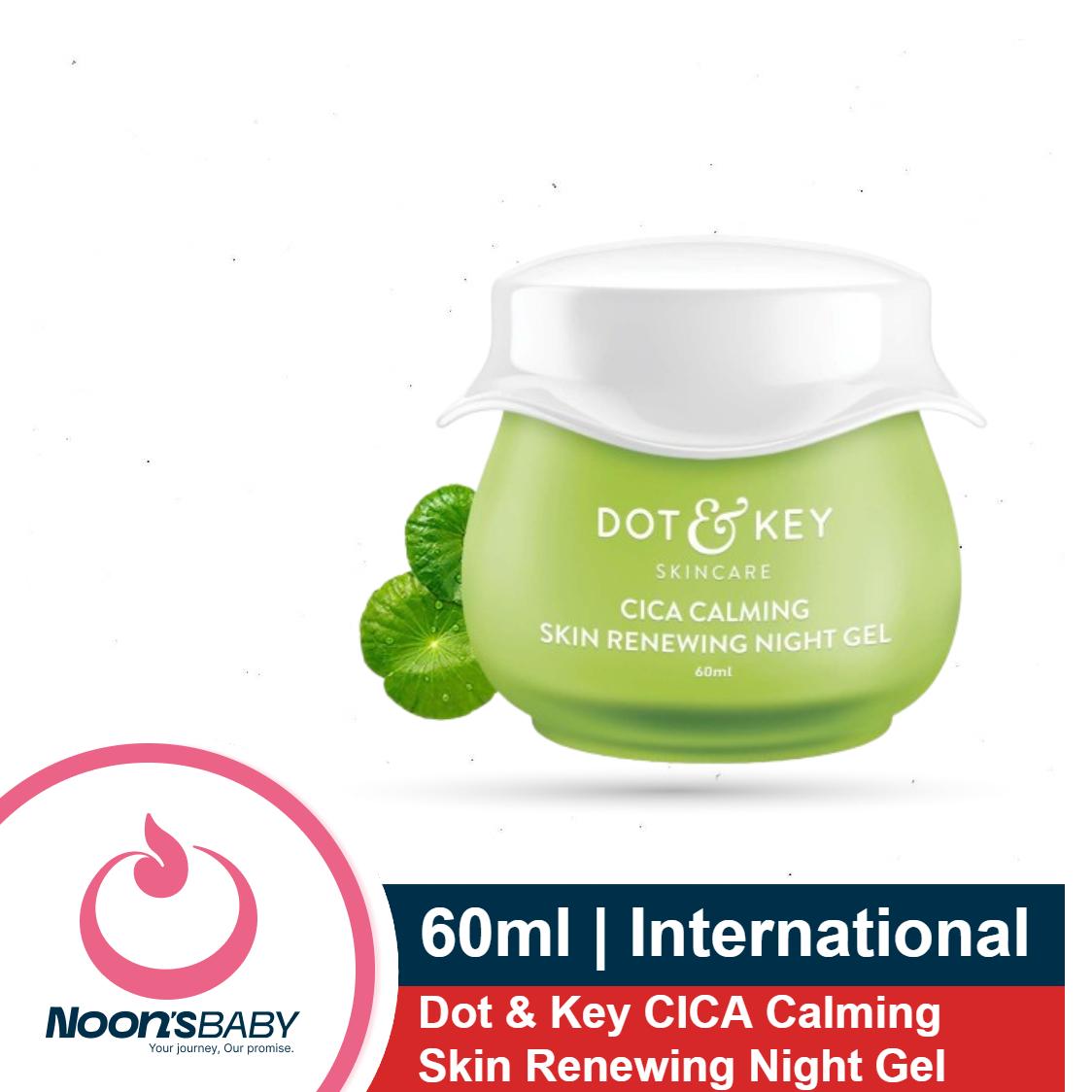Dot & Key CICA Calming Skin Renewing Night Gel 60ml / 25ml | For Oily, Acne Prone And Sensitive Skin | Night Cream with Niacinamide, Green Tea & Hyaluronic | Fades Blemishes & Dark Spots | India
