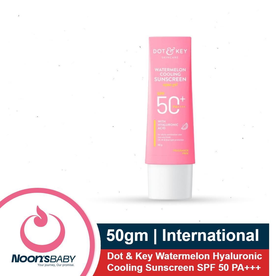 Dot & Key Watermelon Hyaluronic Cooling Sunscreen 50gm SPF 50 PA+++|for Moisturized Skin| UV + Blue Light Protection| Lightweight | No White Cast | Boosts Vitamin D Absorption I Quick Absorbing | India