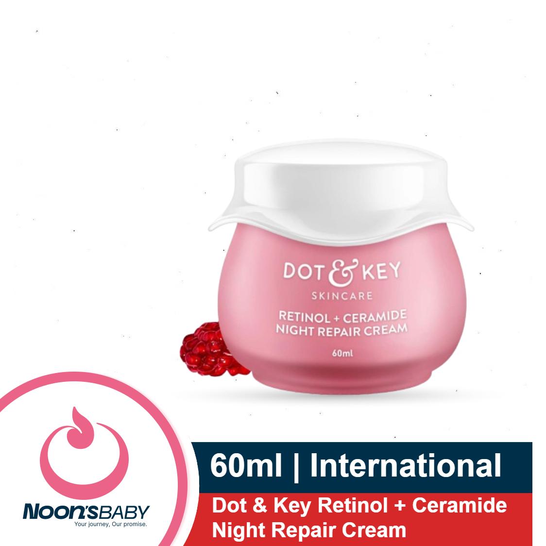 Dot & Key Retinol + Ceramide Night Repair Cream 60ml / 25ml / 15ml | Anti Aging Cream For Women & Men | Reduces Fine Lines & Wrinkles | Oil Free & Non Sticky Moisturizer | For Glowing Youthful Skin | For All Skin Types | India