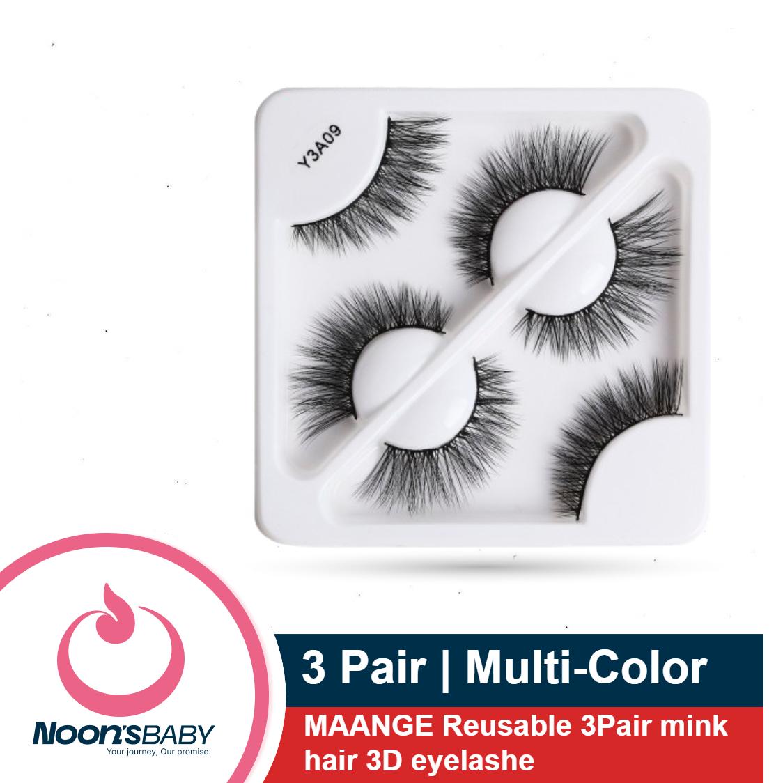 MAANGE EYELASH Reusable 3Pair Mink Hair 3D Eyelashes