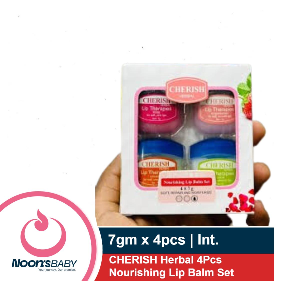 CHERISH Herbal 4Pcs Nourishing Lip Balm Set 7gm Lemon, Rose, Orange, Strawberry Flavor Lip Balm