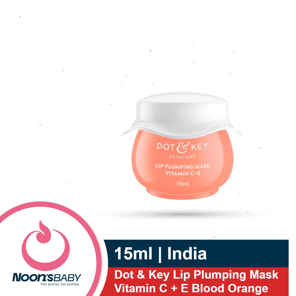 Dot & Key Lip Plumping Mask With Vitamin C + E 15ML For Naturally Glowing Lips, Fades Lip Pigmentation, Smoothes Flaky & Dry Lips, Lip Mask For Soft, Smooth & Plump Lips (Blood Orange & Nectarine)