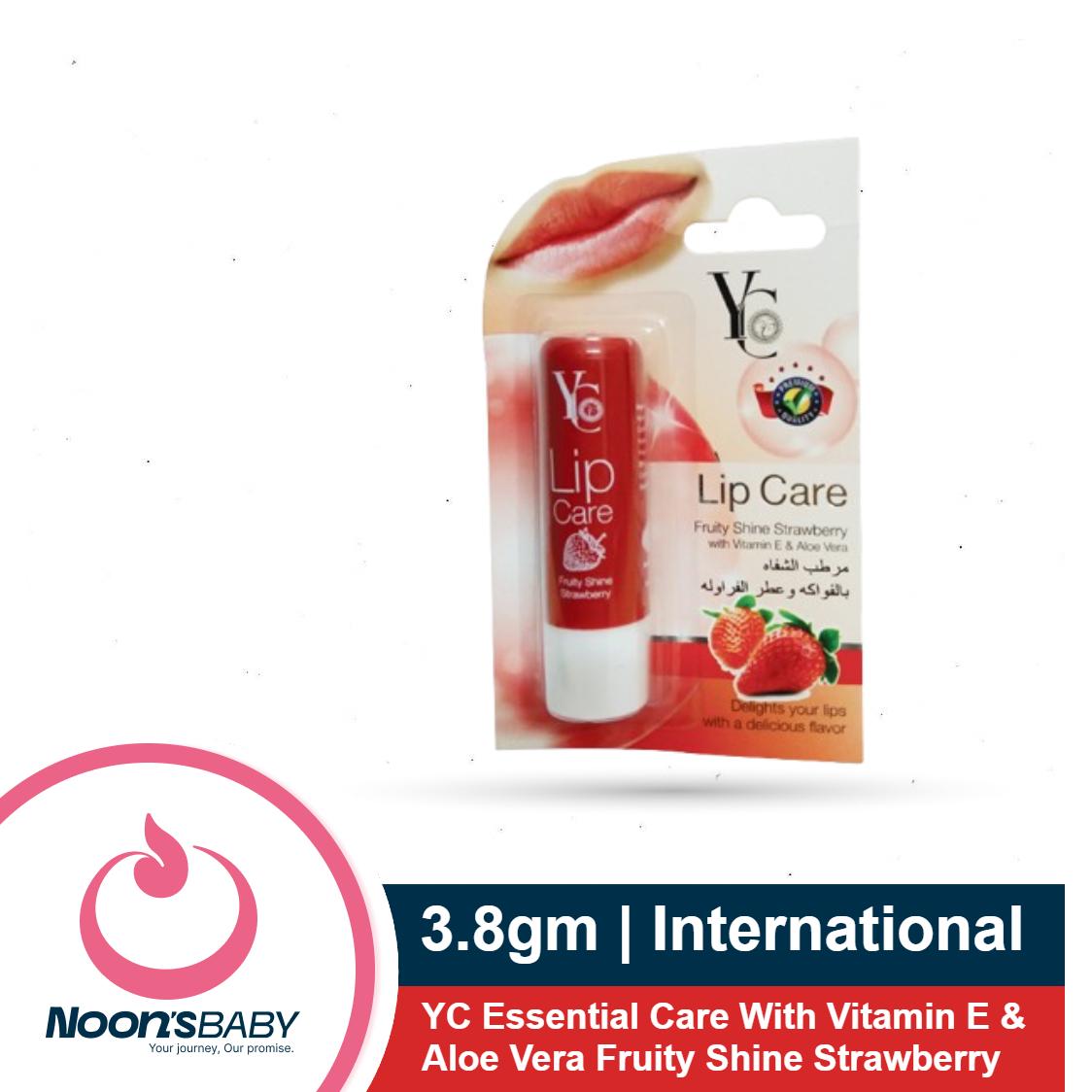 YC Lip Balm 3.8gm Fruity Shine Strawberry Lip Care With Vitamin E & Aloe Vera