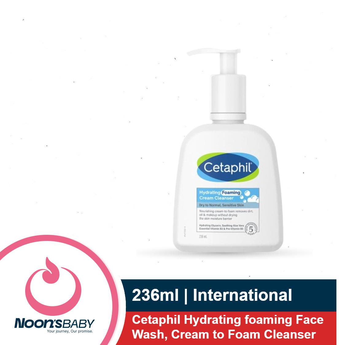 Cetaphil Hydrating Foaming Cream Cleanser 236ml Face Wash, For Dry to Normal Sensitive Skin Cream to Foam Cleanser | Niacinamide, Pro-Vitamin B5 & and Aloe for Gentle Cleansing