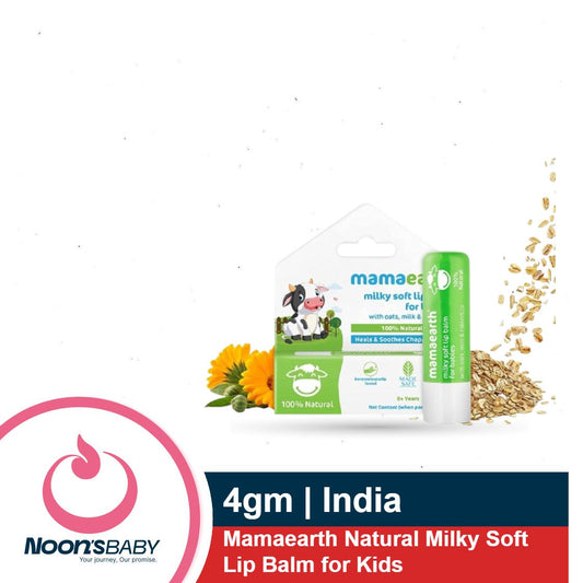 Mamaearth Natural Milky Soft Lip Balm 4gm for Kids, Babies for 12 Hour Moisturization, with Oats, Milk & Calendula