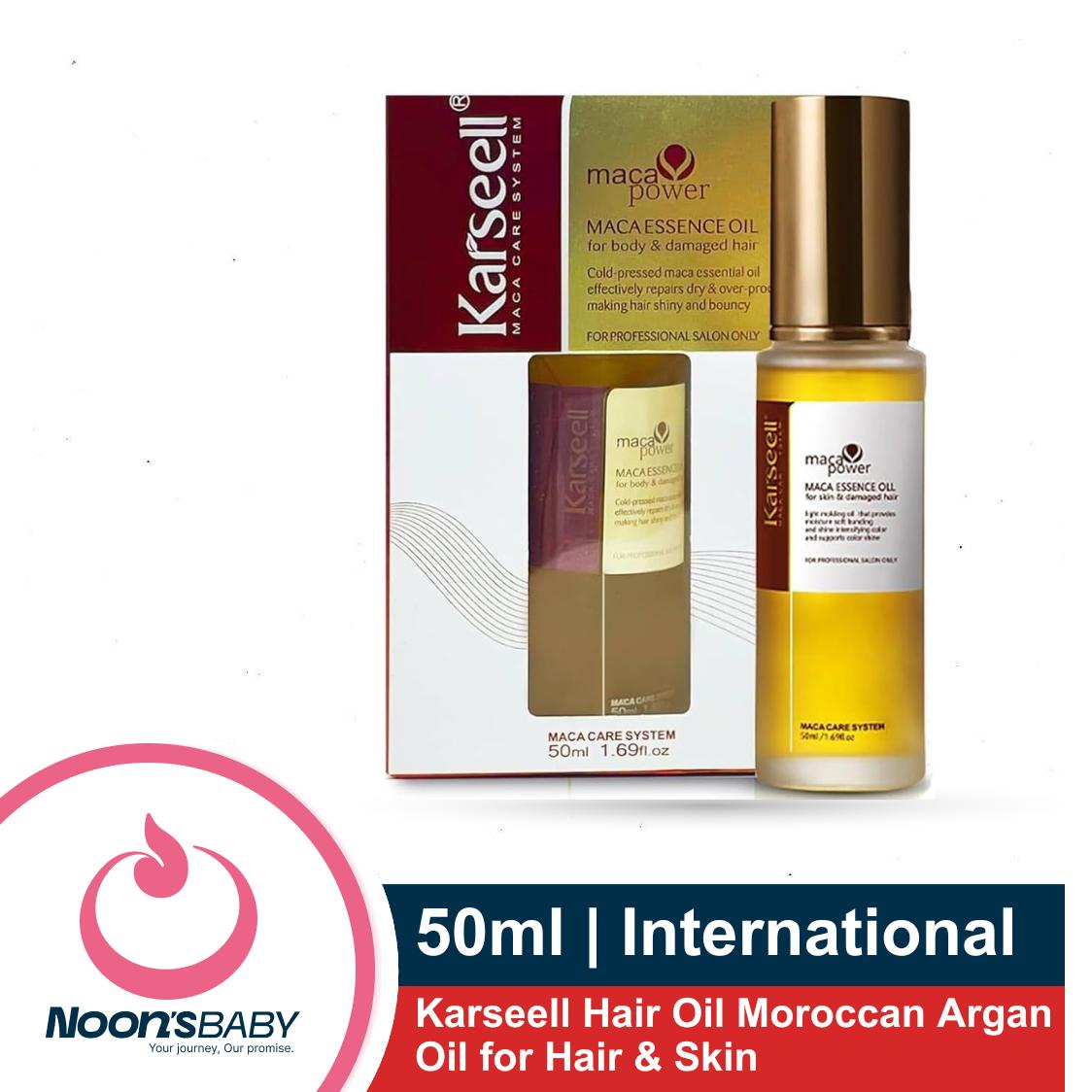 Karseell Maca Essence Oil Hair Oil Moroccan Argan Oil 50ml for Hair & Skin, Cold Pressed Maca Essence Argan Oil Hair Oil for Dry Damaged Hair All Hair Types 50ml
