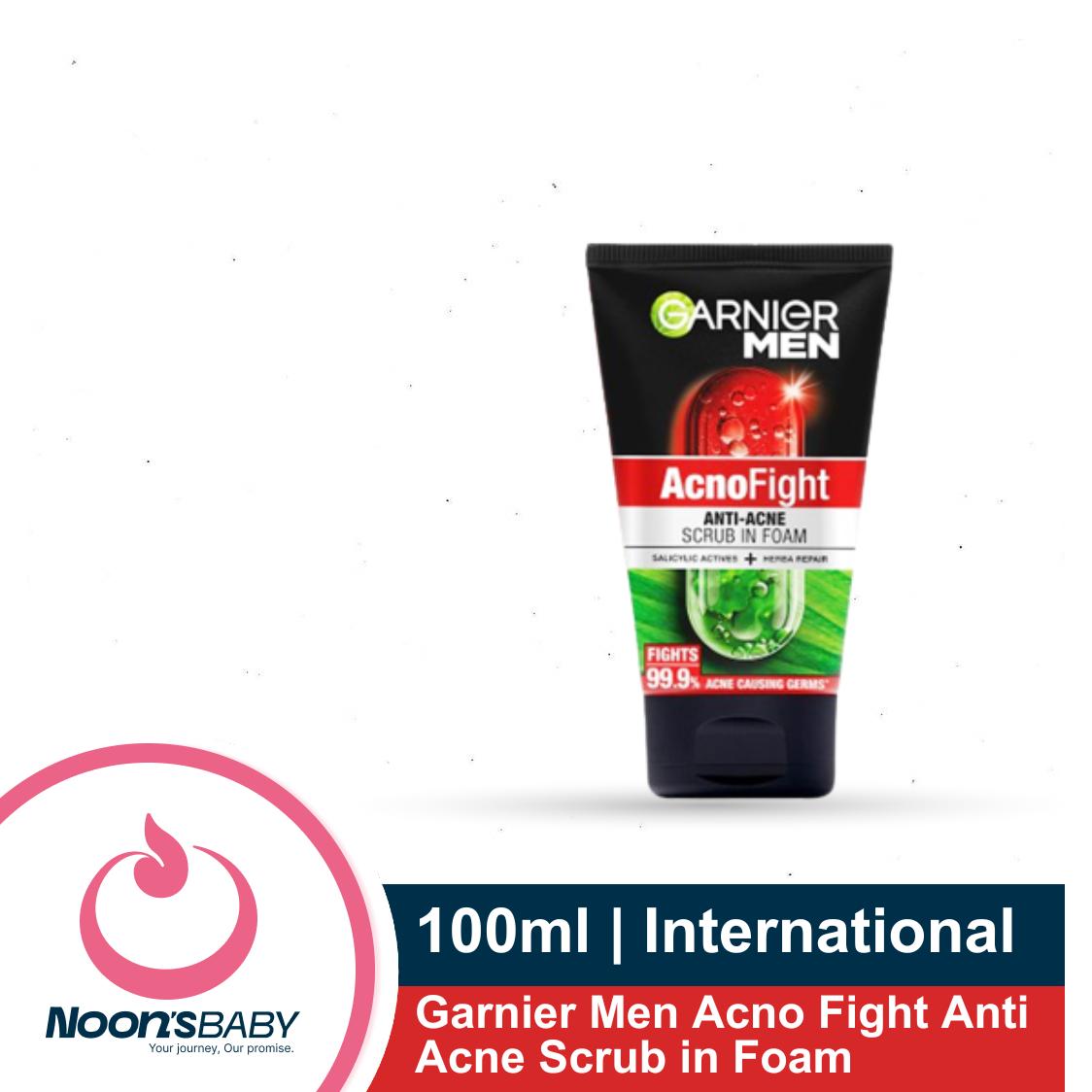 Garnier Men AcnoFight Anti-Acne Scrub In Foam Facial Cleanser 100ml | Indonesia