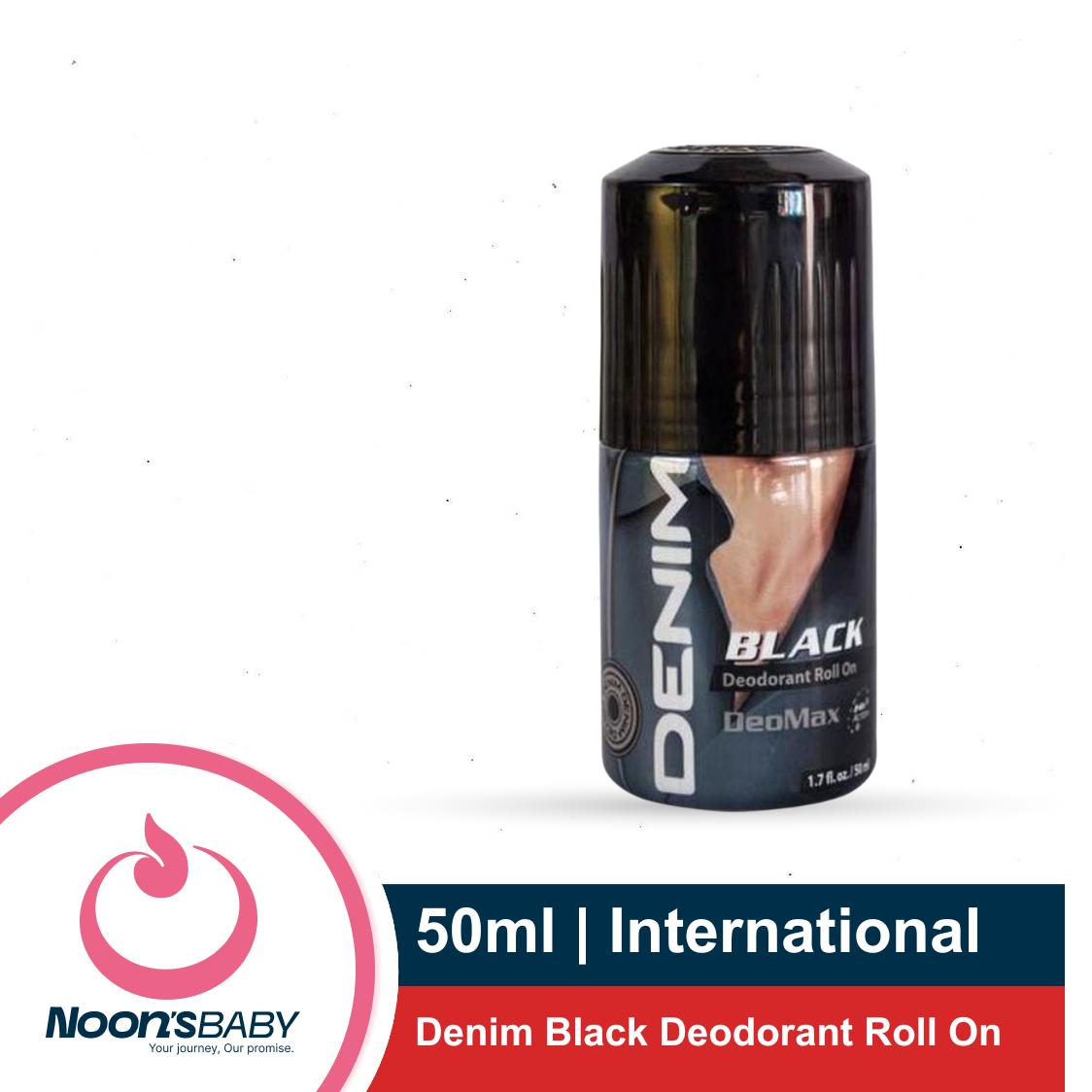 Denim Black Deodorant Roll On for Men 50ml | International