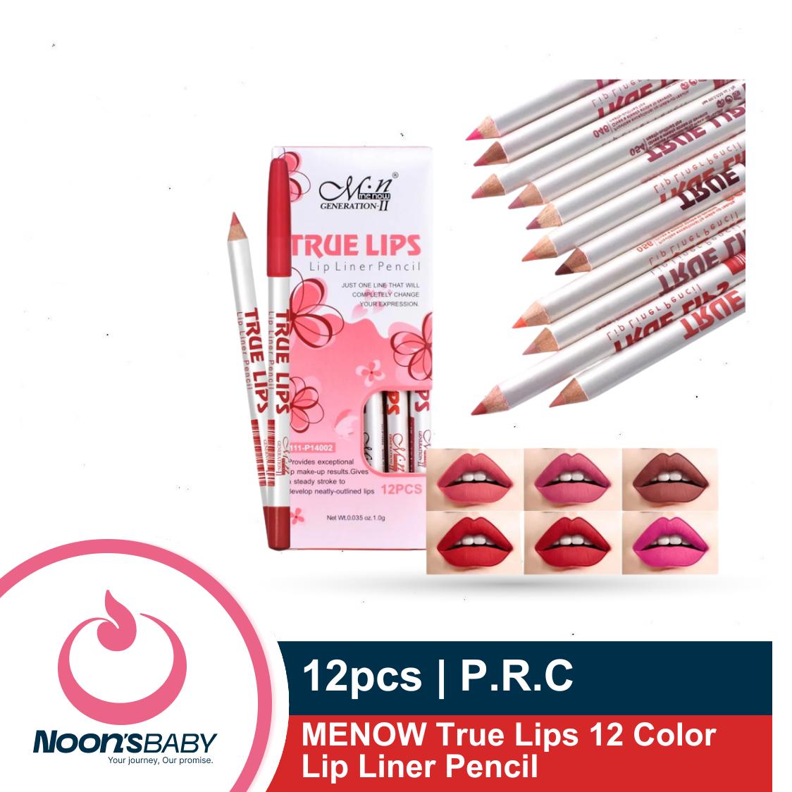 MENOW True Lips 12 Color Lip Liner Pencil 12pcs Set