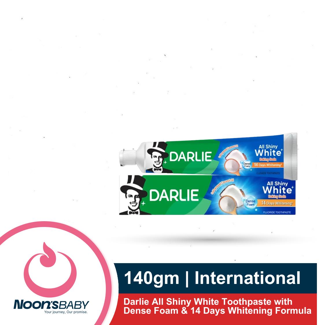 Darlie All Shiny White Baking Soda Clean Fluoride Toothpaste with Dense Foam & 14 Days Whitening Formula 140gm