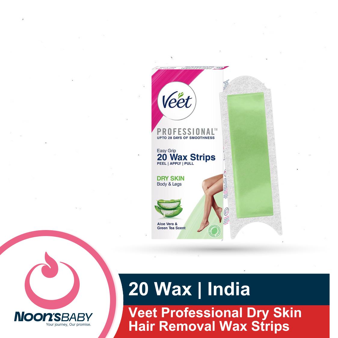 Veet Professional Dry Skin Hair Removal Wax Strips 20 Strips for Body & Legs