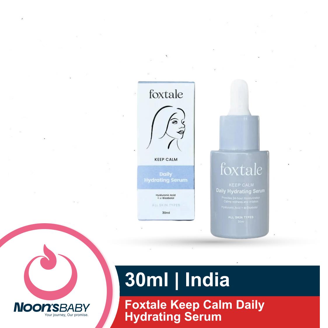 Foxtale Keep Calm Daily Hydrating Serum 30ml with Hyaluronic Acid, Aquaporin Boosters and algae extracts for deeply hydrating and reducing redness