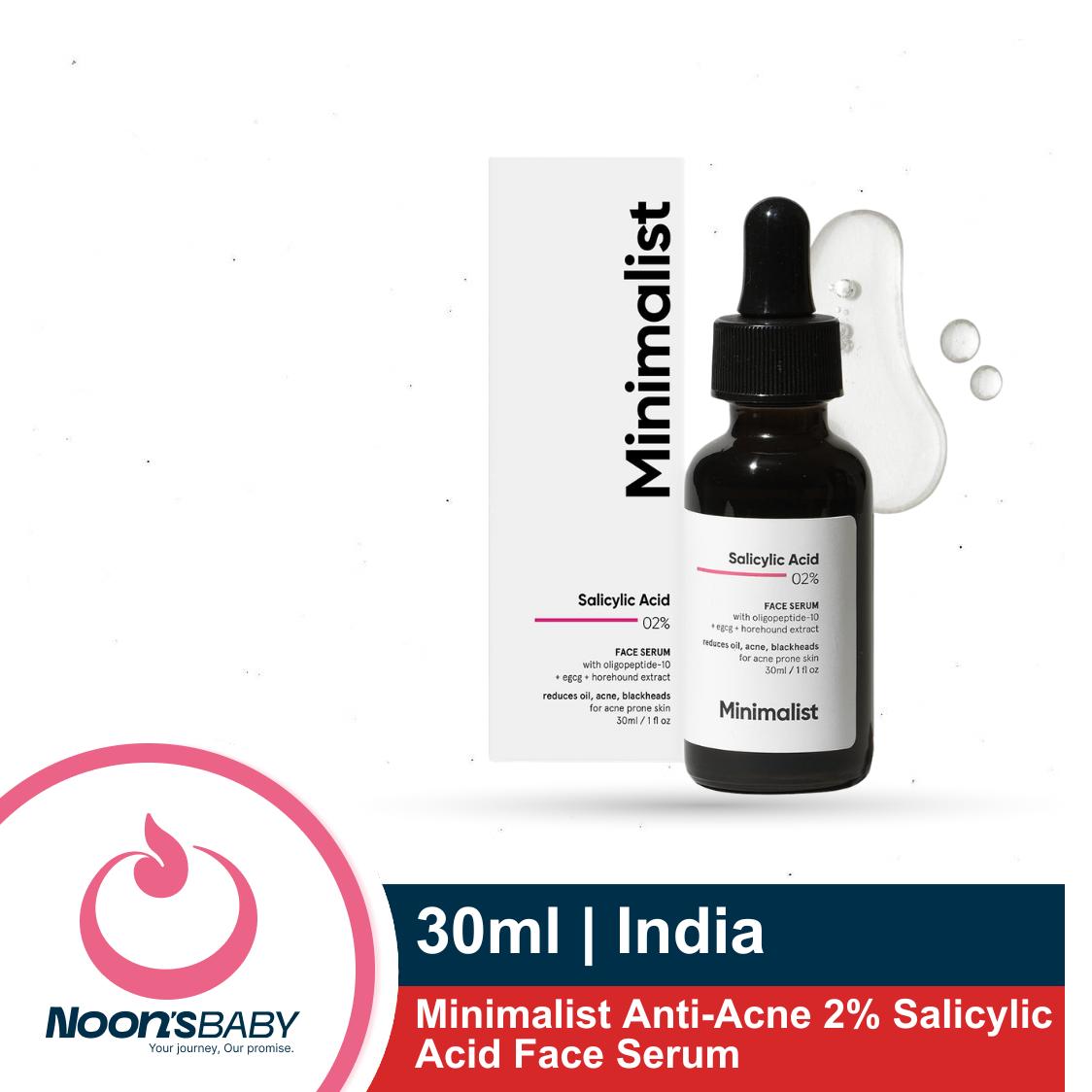 Minimalist Anti-Acne 2% Salicylic Acid Face Serum 30ml for All Skin Types | Reduces Blackheads,Oiliness, Excess Oil & Bumpy Texture | BHA Based Exfoliant