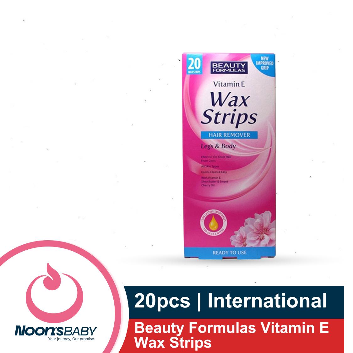Beauty Formulas Vitamin E Wax Strips Hair Remover Legs and Body 20pcs