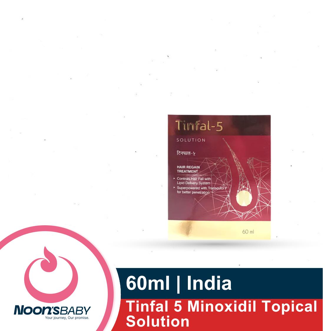 Tinfal 5 Minoxidil Topical Solution 60ml – Treats Hair Loss, Promotes Hair Regrowth, and Thickens Hair