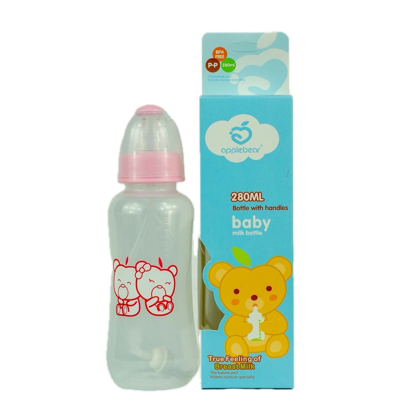 Baby Feeder AppleBear PP Feeding Plastic Bottle with Silicone Nipple 280ml
