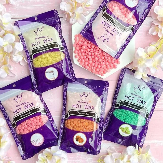 Konsung Beauty Strip Free Hot Wax For Body Hair Removal 100g Pack - Black, Pink, Tea Tree, Apple, Orange, Chocolate Flavor Wax