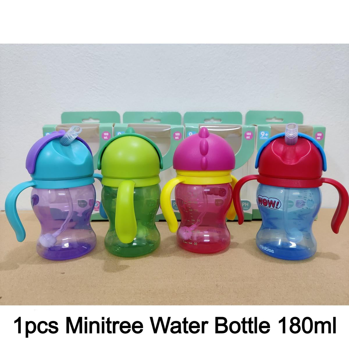 Baby Mumpot Waterbottle Minitree Boom Crystal Color Training Plastic Cup with Handle 9m+ 180ml (Multicolor)