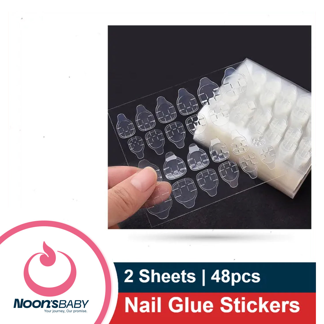 Nail Glue Stickers 2 Sheets 48pcs/ 5 Sheets 120pcs Nail Stickers