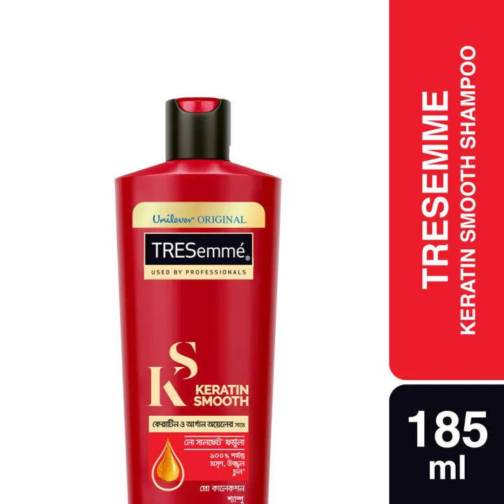 Tresemme Shampoo Keratin Smooth 580ml / 340ml / 185ml | With Keratin & Argan Oil for Straighter|| Shinier Hair - Nourishes Dry Hair & Controls Frizz|| For Men & Women | Bangladesh