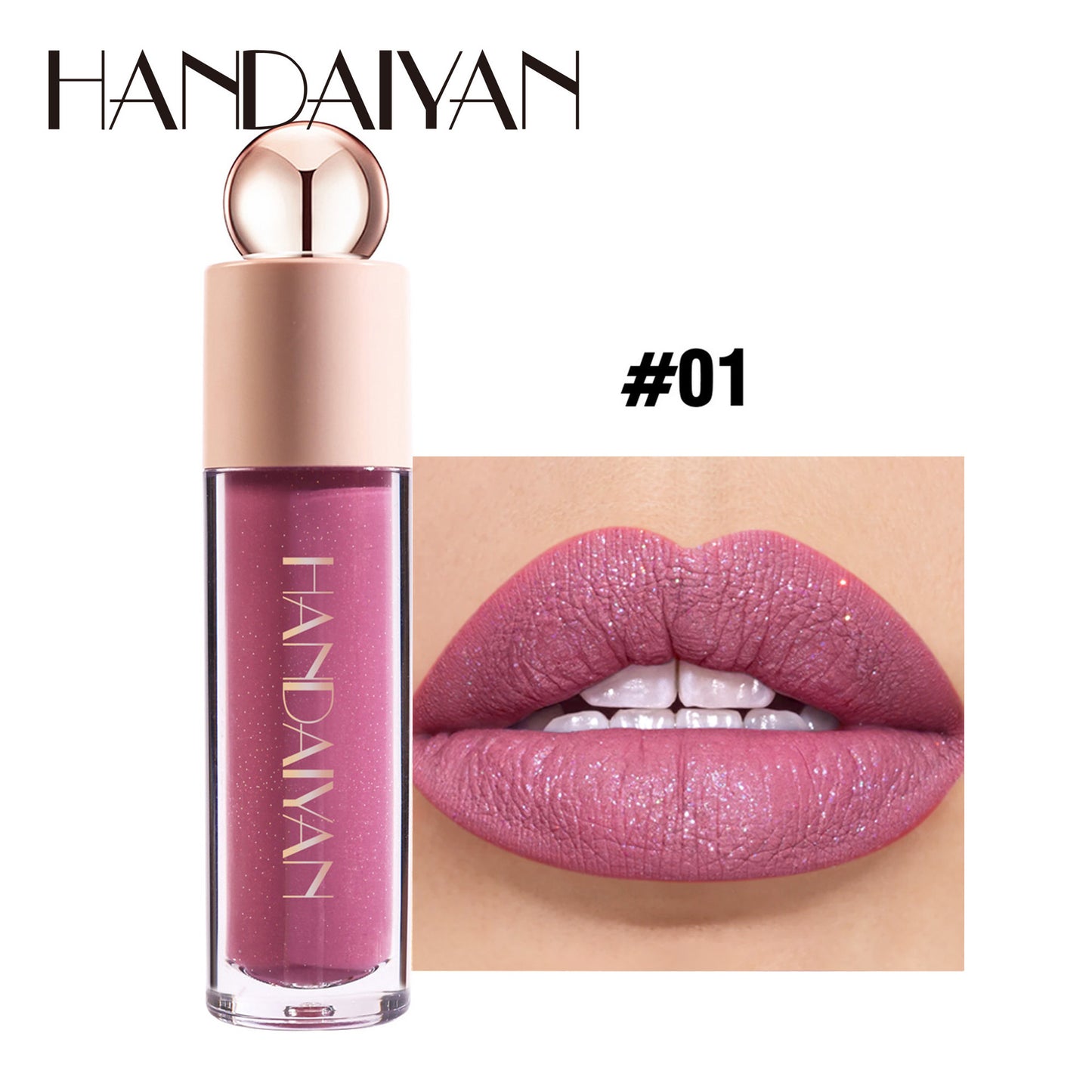 HANDAIYAN 8 Colors Shimmer Matte Lipstick Glitter Lip Stick Lip Gloss 6ml x1pcs