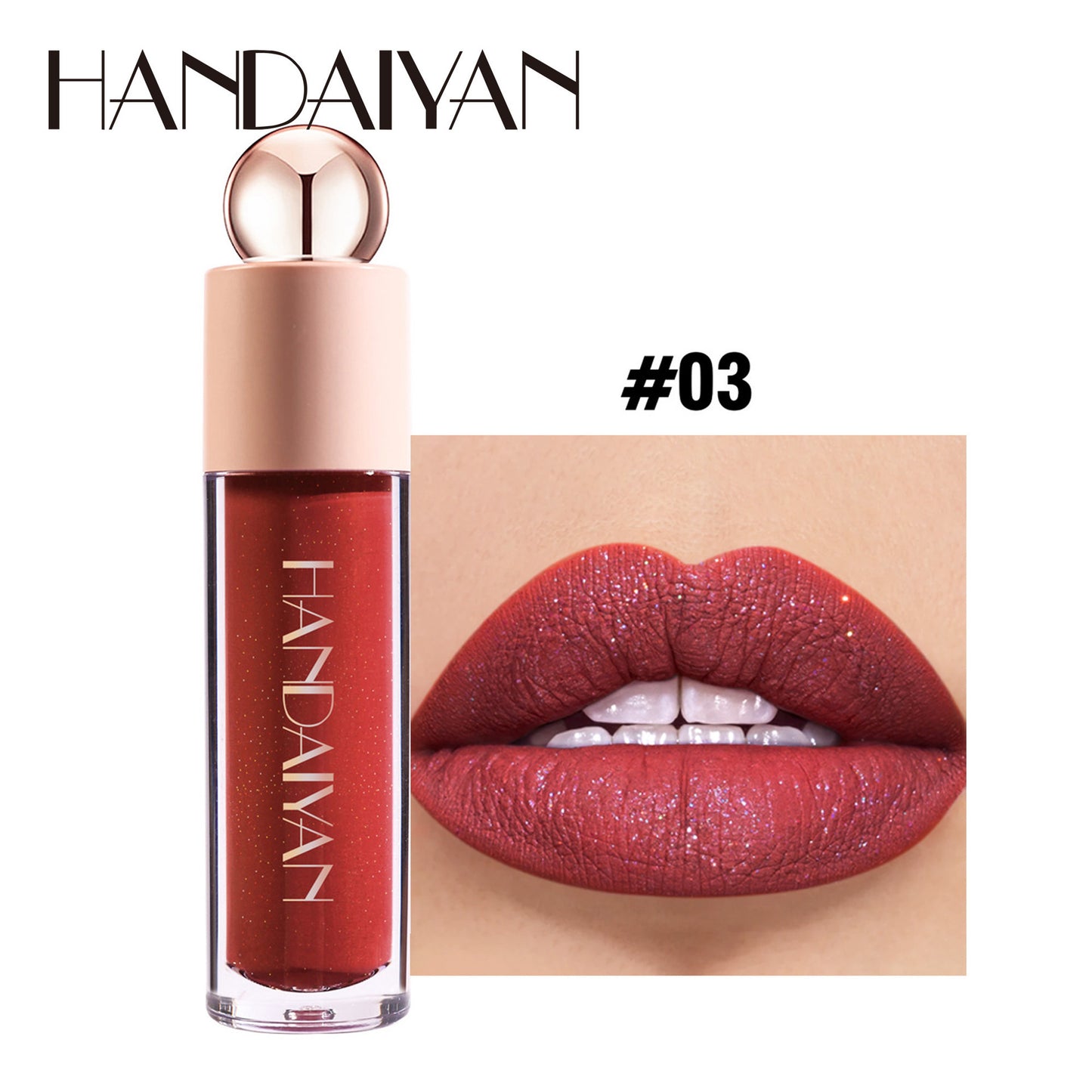 HANDAIYAN 8 Colors Shimmer Matte Lipstick Glitter Lip Stick Lip Gloss 6ml x1pcs