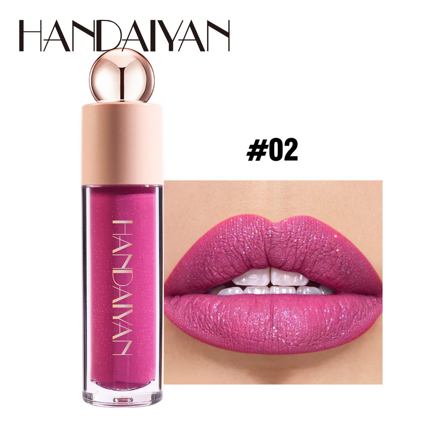 HANDAIYAN 8 Colors Shimmer Matte Lipstick Glitter Lip Stick Lip Gloss 6ml x1pcs