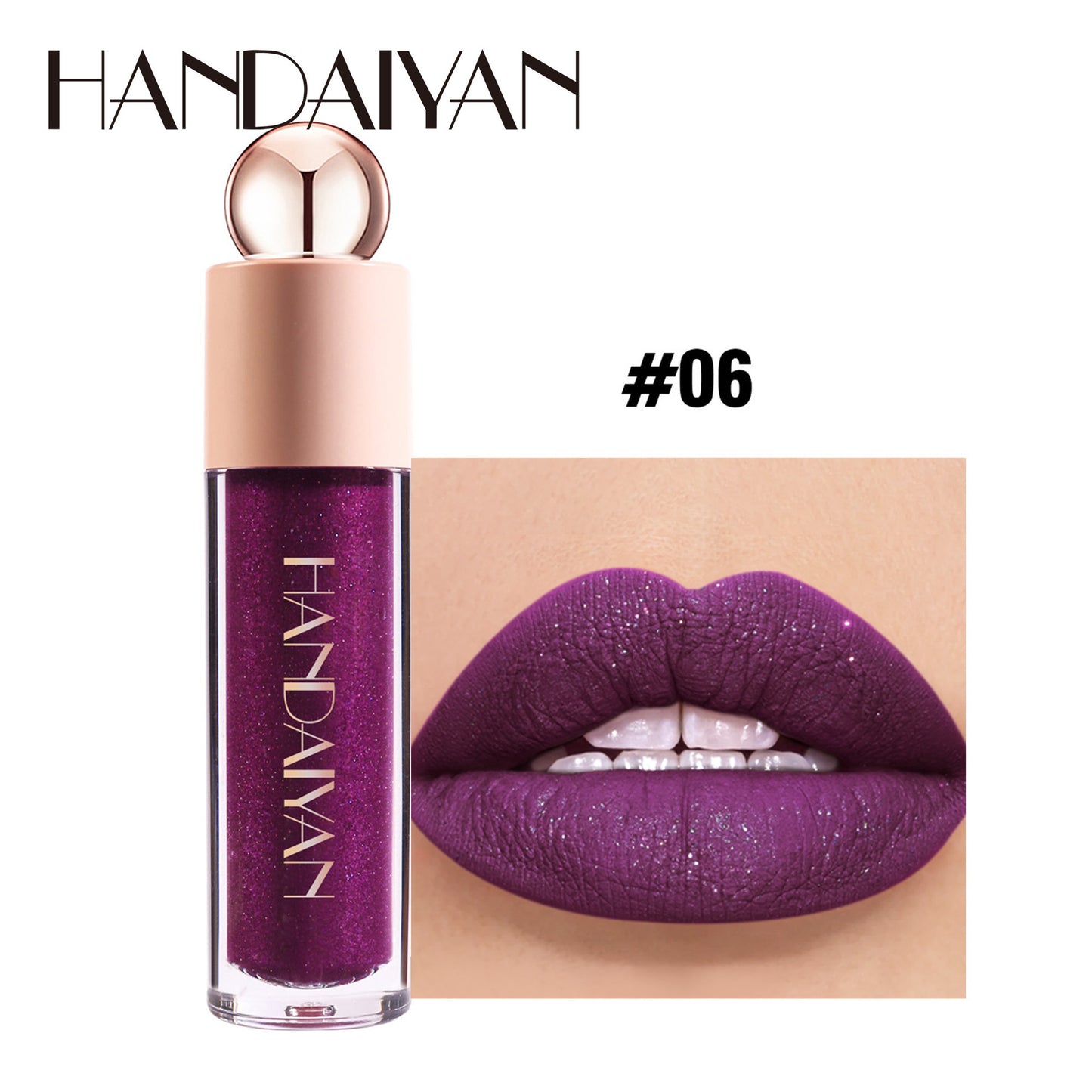 HANDAIYAN 8 Colors Shimmer Matte Lipstick Glitter Lip Stick Lip Gloss 6ml x1pcs
