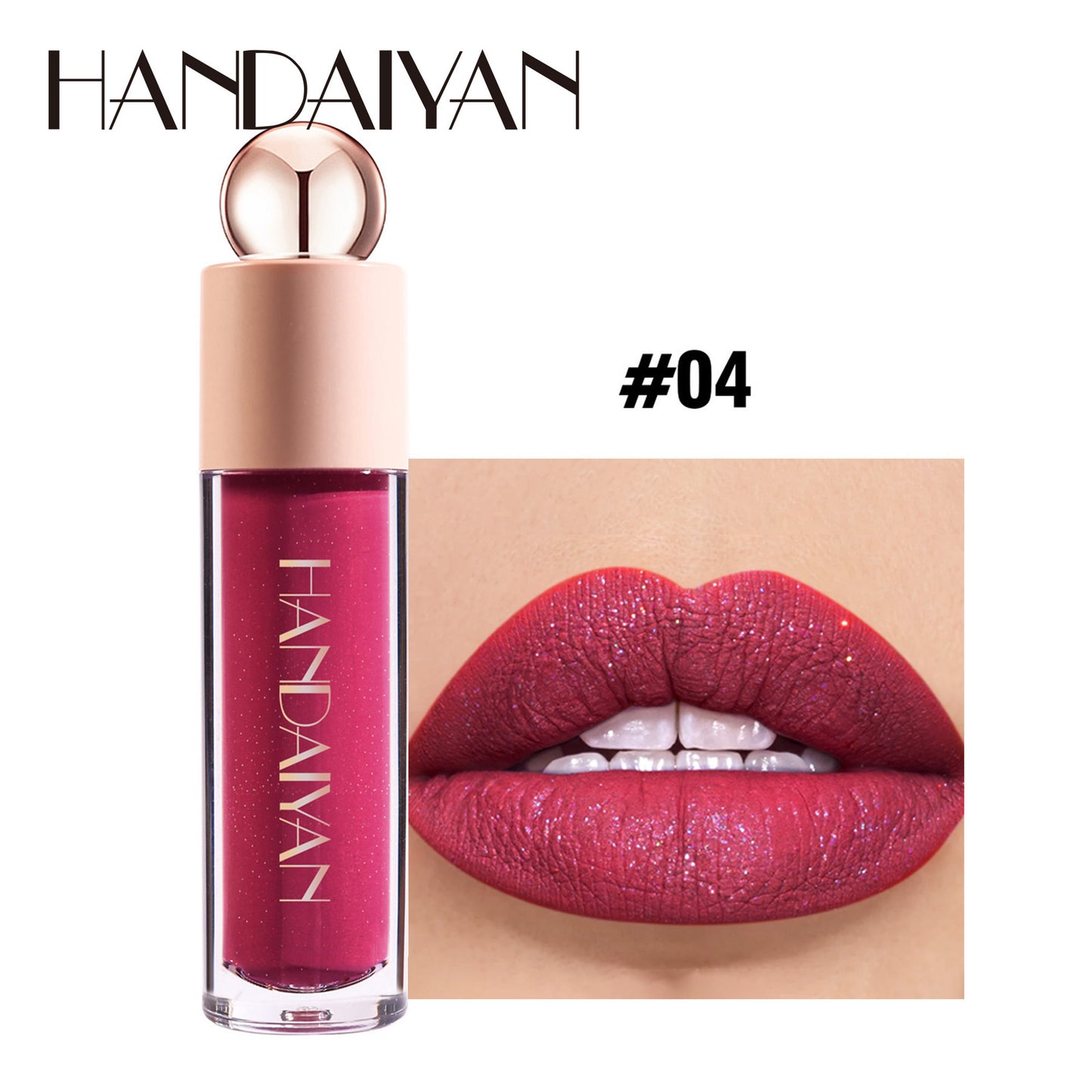HANDAIYAN 8 Colors Shimmer Matte Lipstick Glitter Lip Stick Lip Gloss 6ml x1pcs