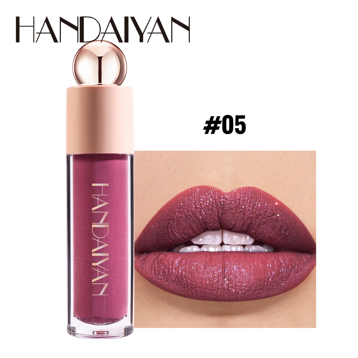 HANDAIYAN 8 Colors Shimmer Matte Lipstick Glitter Lip Stick Lip Gloss 6ml x1pcs