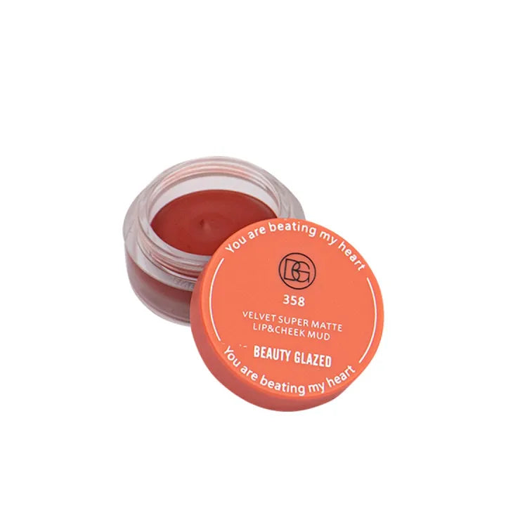 Beauty Glazed Velvet Matte Lip & Cheek Mud Moisturize Waterproof Long Lasting Double Use For Lip And Cheek